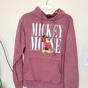 Disney Micky Mouse Sweatshirt Adult Small Pink Mauve Hooded Pullover